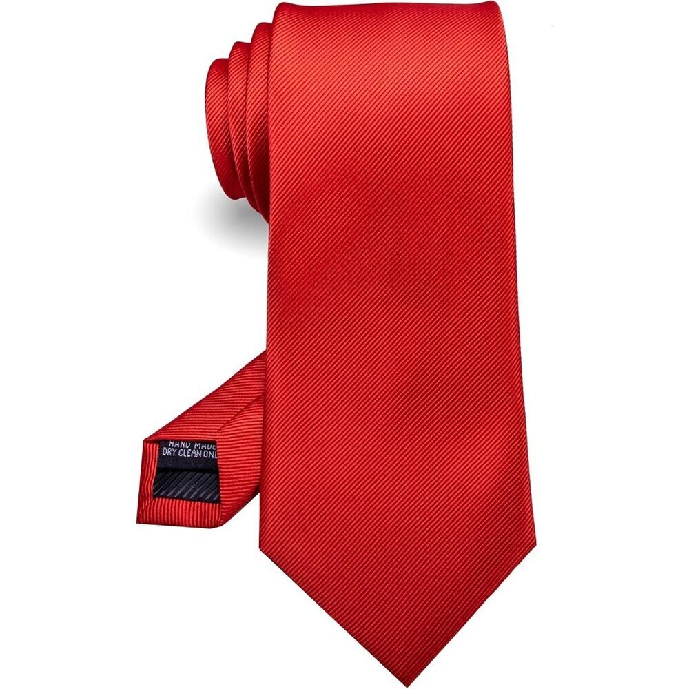 Men's Red Solid Pure Color Imported Silk Blend Formal Neck Ties